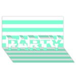 Horizontal Stripes - White and Aquamarine PARTY 3D Greeting Card (8x4)