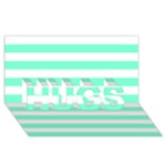 Horizontal Stripes - White and Aquamarine HUGS 3D Greeting Card (8x4)