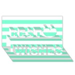 Horizontal Stripes - White and Aquamarine Best Wish 3D Greeting Card (8x4)