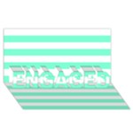 Horizontal Stripes - White and Aquamarine ENGAGED 3D Greeting Card (8x4)