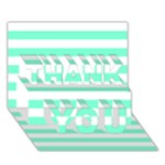 Horizontal Stripes - White and Aquamarine THANK YOU 3D Greeting Card (7x5)