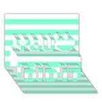 Horizontal Stripes - White and Aquamarine You Did It 3D Greeting Card (7x5)