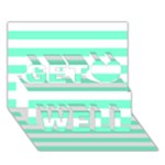 Horizontal Stripes - White and Aquamarine Get Well 3D Greeting Card (7x5)