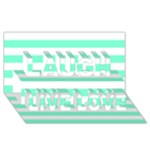 Horizontal Stripes - White and Aquamarine Laugh Live Love 3D Greeting Card (8x4)