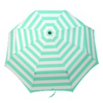Horizontal Stripes - White and Aquamarine Folding Umbrella