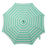 Horizontal Stripes - White and Aquamarine Hook Handle Umbrella (Medium)