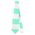 Horizontal Stripes - White and Aquamarine Necktie (Two Side)