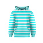 Horizontal Stripes - White and Aqua Cyan Kid s Pullover Hoodie