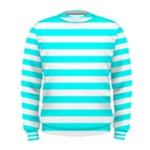 Horizontal Stripes - White and Aqua Cyan Men s Sweatshirt