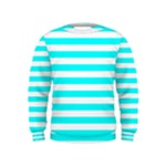 Horizontal Stripes - White and Aqua Cyan Kid s Sweatshirt