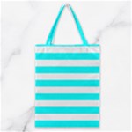 Horizontal Stripes - White and Aqua Cyan Classic Tote Bag