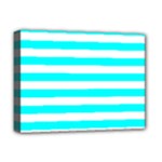 Horizontal Stripes - White and Aqua Cyan Deluxe Canvas 16  x 12  (Stretched)