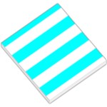 Horizontal Stripes - White and Aqua Cyan Small Memo Pads