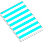 Horizontal Stripes - White and Aqua Cyan Large Memo Pads