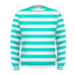 Horizontal Stripes - White and Bright Turquoise Men s Sweatshirt