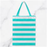 Horizontal Stripes - White and Bright Turquoise Classic Tote Bag