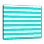 Horizontal Stripes - White and Bright Turquoise Canvas 24  x 20  (Stretched)