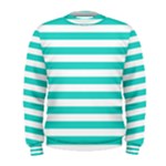 Horizontal Stripes - White and Turquoise Men s Sweatshirt