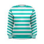 Horizontal Stripes - White and Turquoise Women s Sweatshirt