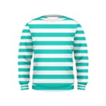 Horizontal Stripes - White and Turquoise Kid s Sweatshirt
