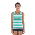 Horizontal Stripes - White and Turquoise Women s Sport Tank Top