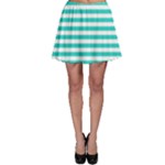Horizontal Stripes - White and Turquoise Skater Skirt
