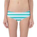 Horizontal Stripes - White and Turquoise Classic Bikini Bottoms