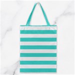 Horizontal Stripes - White and Turquoise Classic Tote Bag