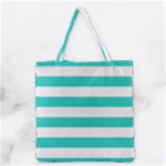 Horizontal Stripes - White and Turquoise Grocery Tote Bag
