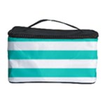 Horizontal Stripes - White and Turquoise Cosmetic Storage Case