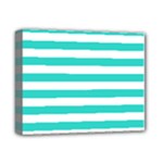 Horizontal Stripes - White and Turquoise Deluxe Canvas 14  x 11  (Stretched)
