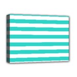 Horizontal Stripes - White and Turquoise Deluxe Canvas 16  x 12  (Stretched)