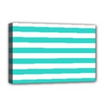 Horizontal Stripes - White and Turquoise Deluxe Canvas 18  x 12  (Stretched)