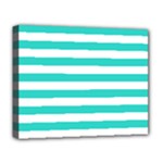Horizontal Stripes - White and Turquoise Deluxe Canvas 20  x 16  (Stretched)