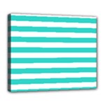 Horizontal Stripes - White and Turquoise Deluxe Canvas 24  x 20  (Stretched)