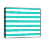 Horizontal Stripes - White and Turquoise Canvas 10  x 8  (Stretched)