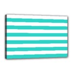 Horizontal Stripes - White and Turquoise Canvas 18  x 12  (Stretched)