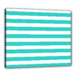 Horizontal Stripes - White and Turquoise Canvas 24  x 20  (Stretched)
