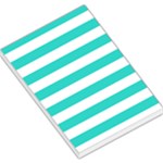 Horizontal Stripes - White and Turquoise Large Memo Pads