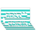 Horizontal Stripes - White and Turquoise Best Friends 3D Greeting Card (8x4)
