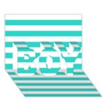 Horizontal Stripes - White and Turquoise BOY 3D Greeting Card (7x5)