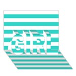 Horizontal Stripes - White and Turquoise GIRL 3D Greeting Card (7x5)