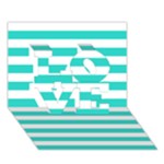 Horizontal Stripes - White and Turquoise LOVE 3D Greeting Card (7x5)