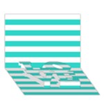 Horizontal Stripes - White and Turquoise LOVE Bottom 3D Greeting Card (7x5)