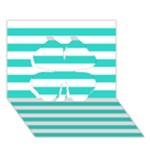 Horizontal Stripes - White and Turquoise Clover 3D Greeting Card (7x5)