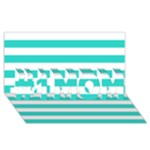 Horizontal Stripes - White and Turquoise #1 MOM 3D Greeting Cards (8x4)