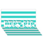 Horizontal Stripes - White and Turquoise BEST SIS 3D Greeting Card (8x4)