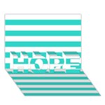 Horizontal Stripes - White and Turquoise HOPE 3D Greeting Card (7x5)