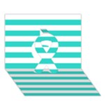 Horizontal Stripes - White and Turquoise Ribbon 3D Greeting Card (7x5)