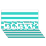 Horizontal Stripes - White and Turquoise PARTY 3D Greeting Card (8x4)